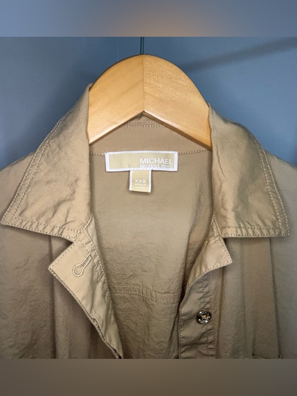 Michael Kors Tan Button-Front Utility Jumpsuit - Picture 3 of 14